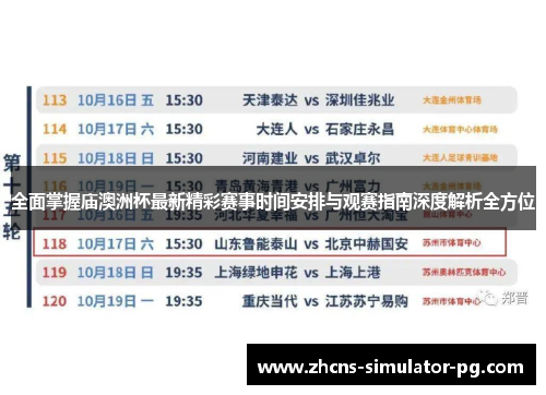 全面掌握庙澳洲杯最新精彩赛事时间安排与观赛指南深度解析全方位